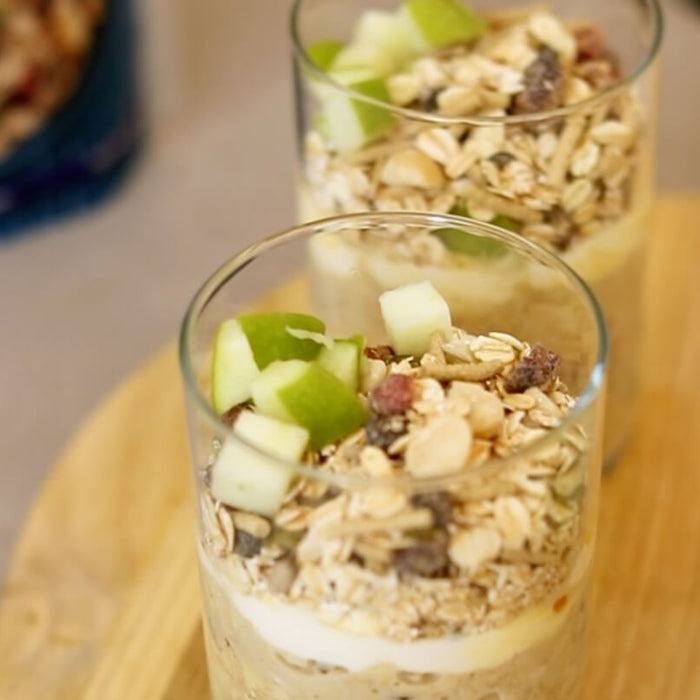 Macadamia, Cranberry & Apple Bircher Muesli Cups