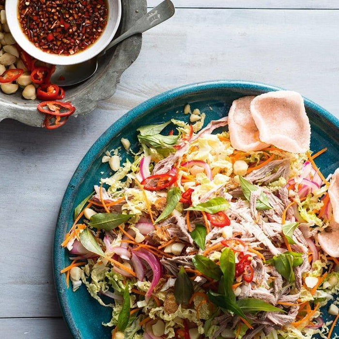 Macadamia nut & Shredded pork salad x Delicious Magazine - Brookfarm